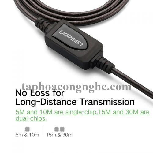 Ugreen 10321 10M màu Đen Cáp tín hiệu nối dài USB 2.0 có chip khuếch đại cao cấp US121 30010321